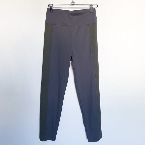 NWT Ernest Leoty Small Leggings Two Tone Green Charcoal Gray Therese High Waist - Picture 1 of 8